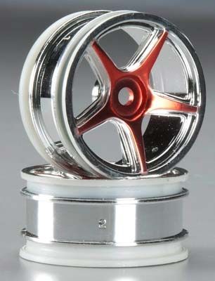 1:10 5-SPK Wheel ,26mm Chrome/Red TA-VX