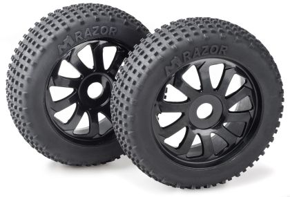 Wheel Set Buggy "Razor" 10 Spokes/Dirt black 1:8 (2)